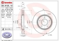 2X Bremsscheibe Vorne Brembo 09N12511 FÜR Chrysler Dodge Passend FÜR Fiat