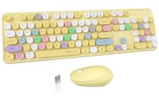 Colorful Computer Wireless Keyboard Mouse Combos, Typewriter Flexible Keys Offic