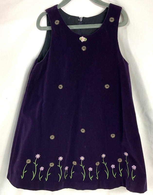 Goodlad Dress Girl 6 Purple Velour Embroidered Flowers Sleeveless Summer