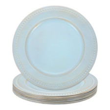 10pcs Charger Plates Bulk 13" Plastic Beaded Chargers Dinner Plates, Aquamarine