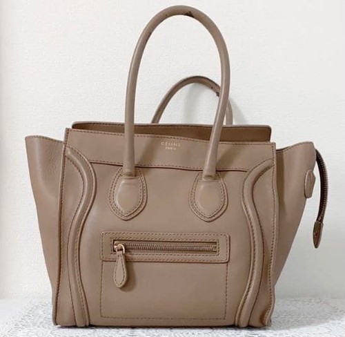Celine Luggage Handbag Greige Used