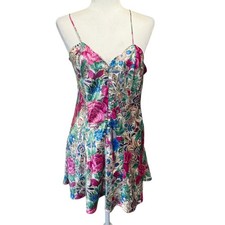 Victoria  s Secret Gold Label Floral Satin Slip Dress Medium Vintage Y2K Lingerie