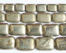 Rectangle Smooth Natural Pyrite Gemstone Beads 15" Hand Jewelry