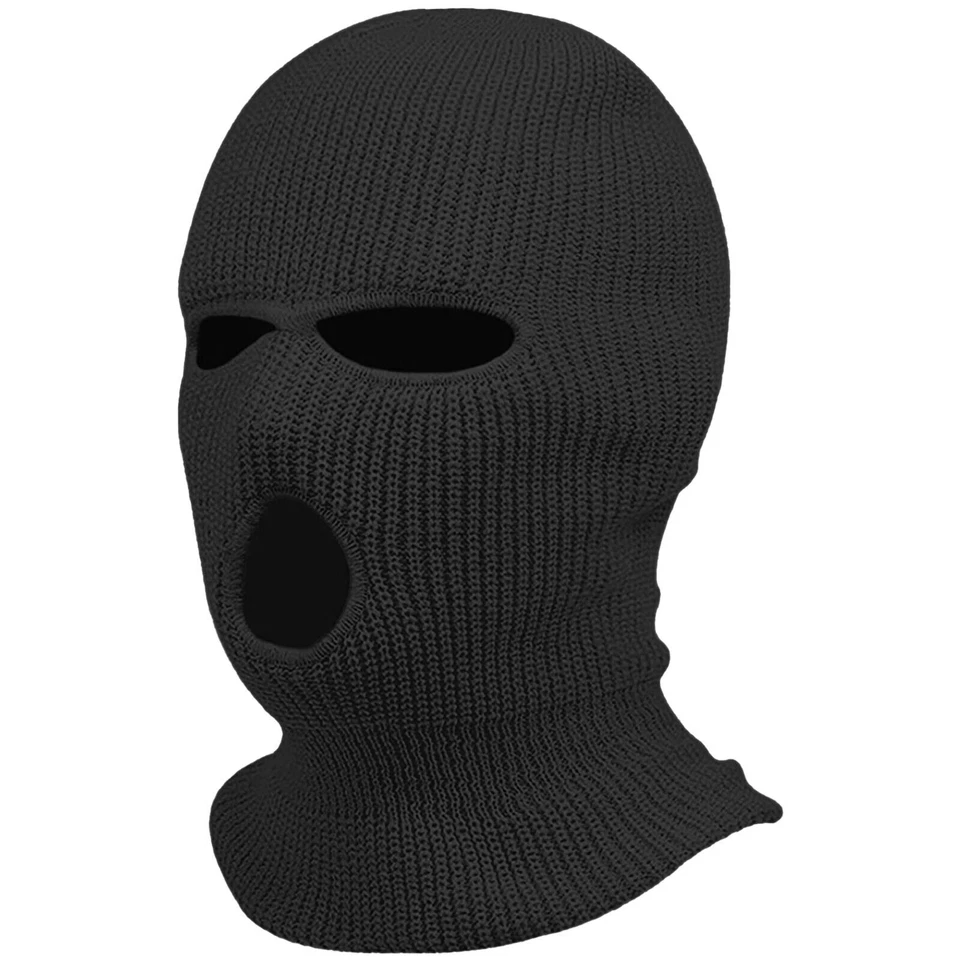 Máscara de esquí de invierno 3 agujeros tejida calavera pasamontañas gorro sombrero hombres deportes al aire libre gorra Foto 4 de 4