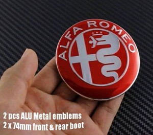 2x Alfa Romeo Red Giulia 74mm Emblem Radiator Grill 147 Gt