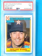 1984 Ralston Purina Hand Cut Nolan Ryan #14 (HOF) PSA 7 NM