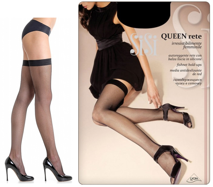 Autoreggente SISI Queen rete calza microrete punta nuda collant