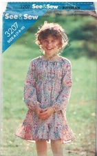 3207 Vintage Butterick Sewing Pattern Girl Flared Dress See & Sew Drawstring OOP