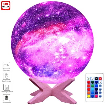 3D Printing Moon Galaxy Lamp Moonlight USB LED Night Light Touch Color Changing