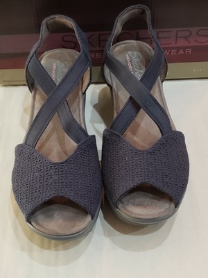 skechers peep toe slingback wedges