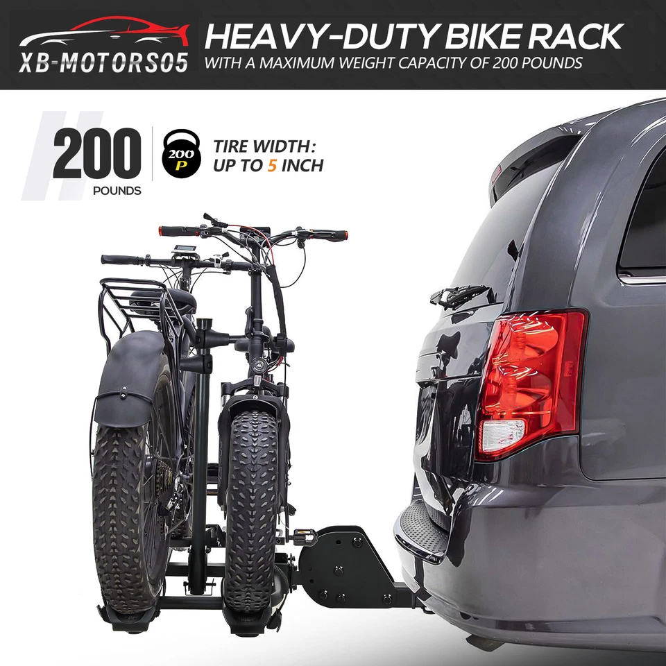 2 EBike Fat Tire Bike Rack W/ Ramp E-Bike Platform for SUV Car Truck Van 200Lbs - Image 3 of 4