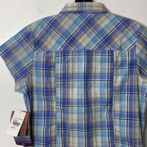 NWT Outback Trading Co Plaid Western Short Sleeve Shirt Size Medium - Picture 4 of 6