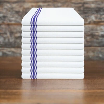 WEAVINGWAY Tea Towels Glass Cloths Kitchen Towell Pack of 10 Catering Bar Restaurant Cotton