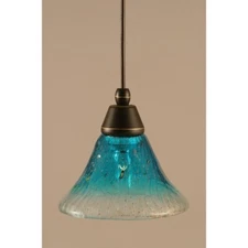 Toltec Lighting Cord Mini Pendant, 7' Teal Crystal Glass - 22-DG-458