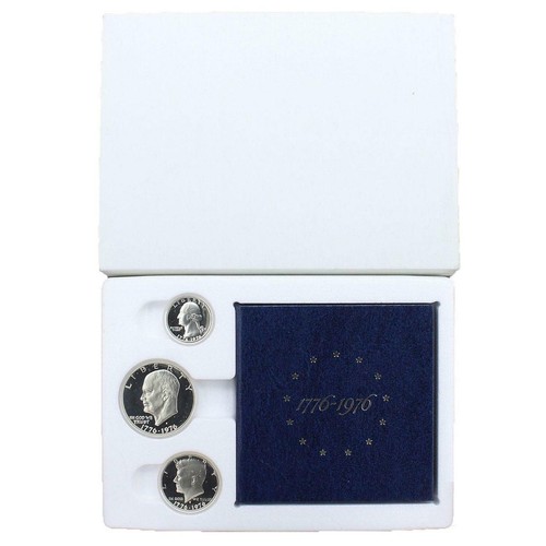 3-1976 S Proof Set 3 Piece 40% Silver with Outer White Box lot of three sets - Picture 2 of 4