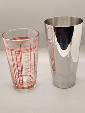 RARE Pheonixware Cocktail Measuring Pint Glass & Stainless Steel Shaker