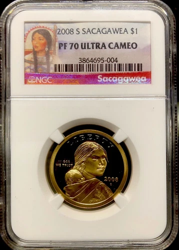 2008 S SACAGAWEA Dollar NGC PF70💥FLAWLESS COIN💥EARLY RED BANNER LABEL