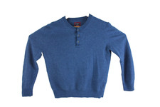 UNTUCKit Men's Size Large Blue Merino Wool Henley Button Sweater