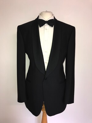 M&S Collezione - Dinner-ANZUG SCHWARZ WOLLE & SEIDE - 42 kurz - W36 L33 - schöner Smoking
