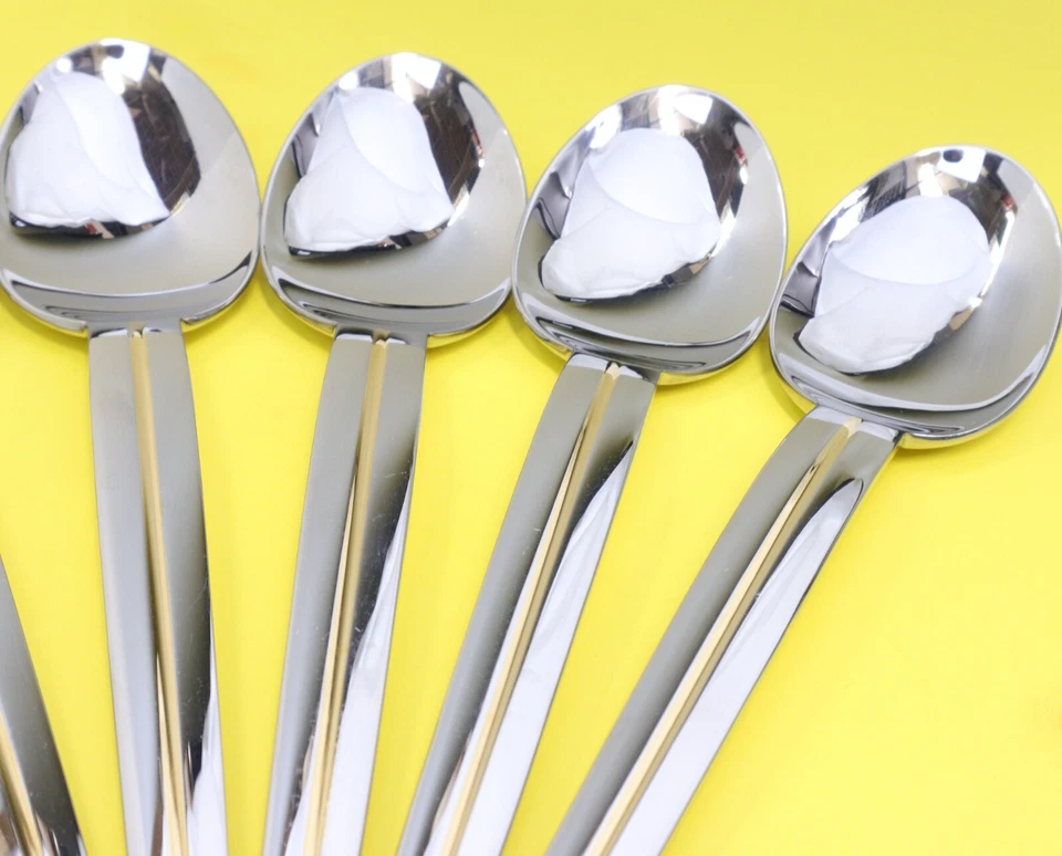 WMF Cromargan RUE ROYALE GOLD Stainless 6 Soup Spoons 18/8 Glossy Flatware - Image 4 of 4