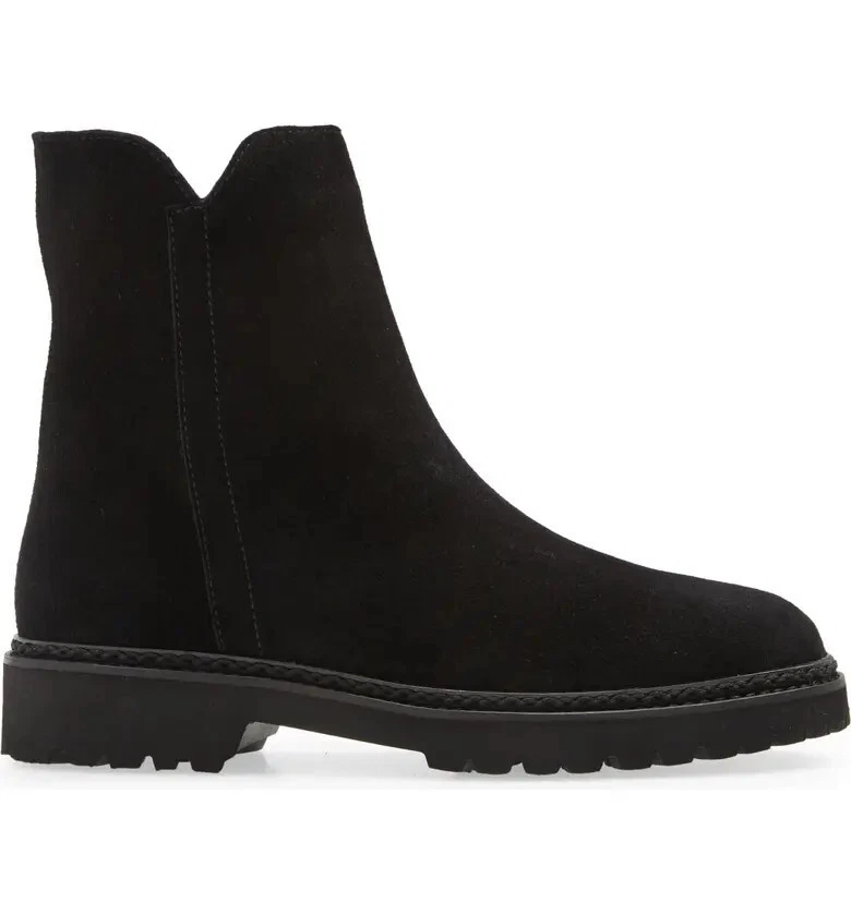 NEW Aquatalia Madelyn Water Resistant Suede Ankle Boot US 8 EU 38 Side Zip Black