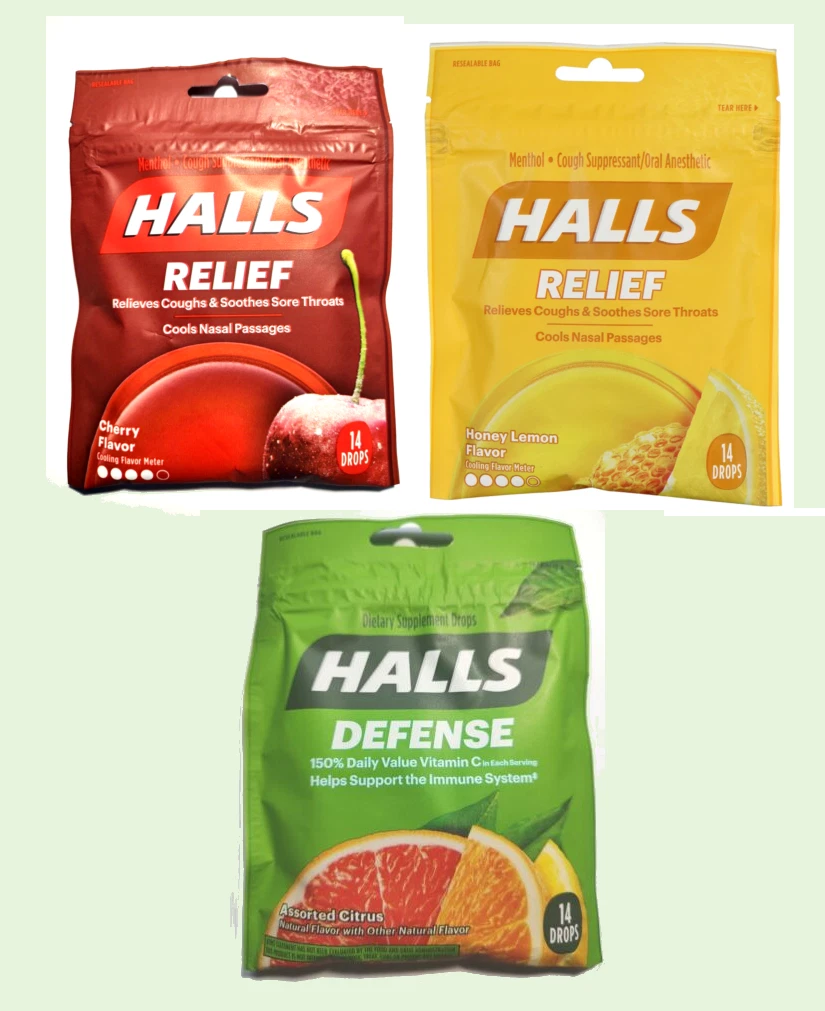 Sore Throat Drops Halls