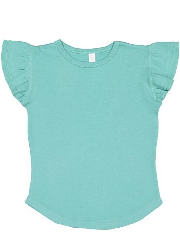 Rabbit Skins 3339 Toddler 100% Ringspun Cotton Flutter Sleeve Tee Top T-Shirt - Picture 5 of 6