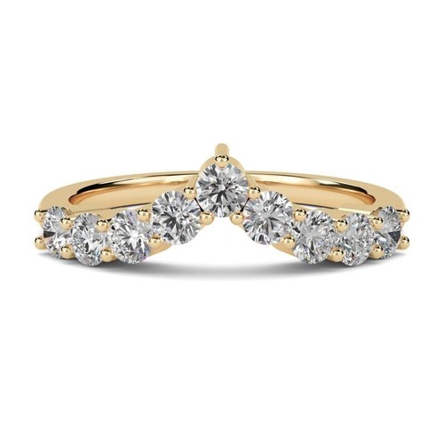 Classic Round Lab Created Diamond Wishbone Ring IGI, 0.5Ct VS1/D-F in 9K Gold - Picture 3 of 6