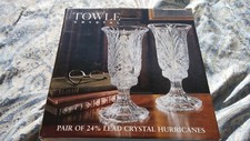 2 Hurricane Candle Holders 24 Lead Crystal Matching Pair Glass One chipped