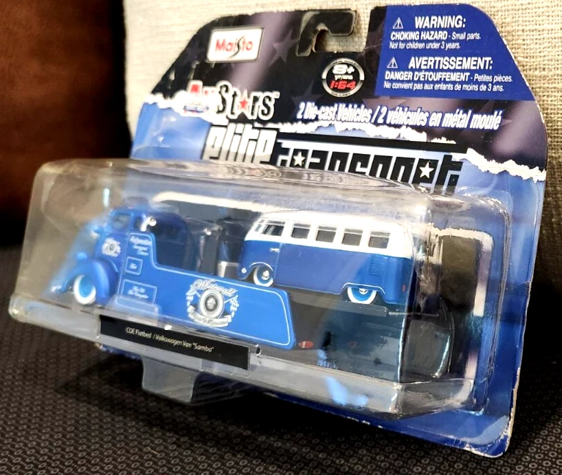 ¡Transporte Maisto All Stars Elite! Blue COE plataforma plana y autobús VW ~ fundido a presión 1/64 Foto 3 de 4