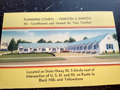 Flamming Courts Yankton South Dakota Hotel Advertising Postcard