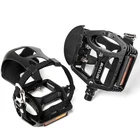 Bike Pedals Toe Cages 9/16" Spin With Straps And Toe Clip For Outdoor Indoor NEW
