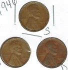 1946-D+P+S Circulated Business Strike Copper One Cent Coins!