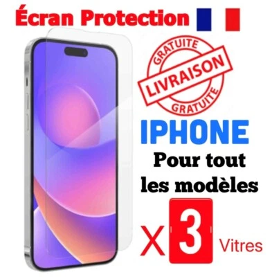 VERRE TREMPE IPHONE VITRE PROTECTION ECRAN 11 12 13 14 15 16 17 PRO MAX SE 8 XR