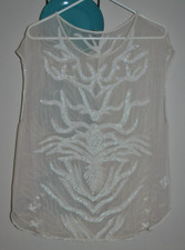 Haute Hippie Womens Top Sleeveless Cream Shee...