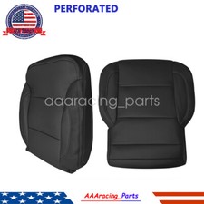 Driver Bottom Top Back Perf Leather Seat Cover Black For 15-19 Chevy Silverado