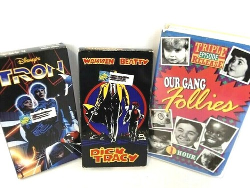VHS Tapes Movies Dick Tracy Tron Our Gang Follies Box And Clam Cover Set Of 3 - Picture 10 of 10