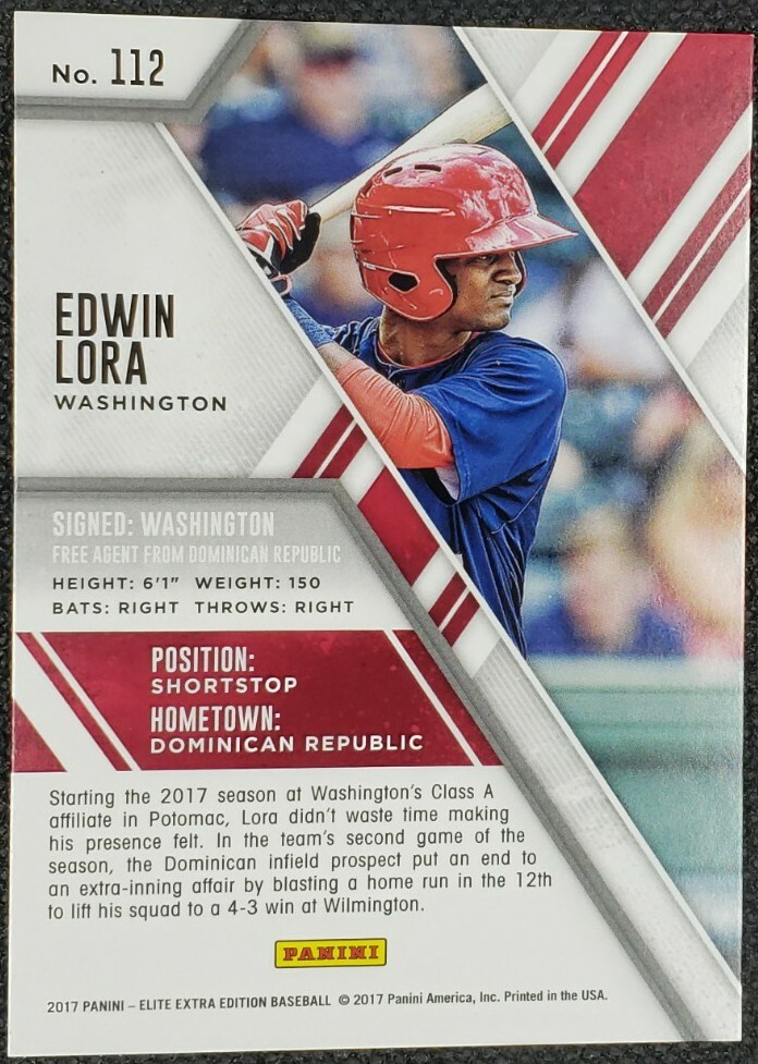 EDWIN LORA 2017 Elite Extra Edition Aspirations GOLD PARALLEL RC #1/1 ...