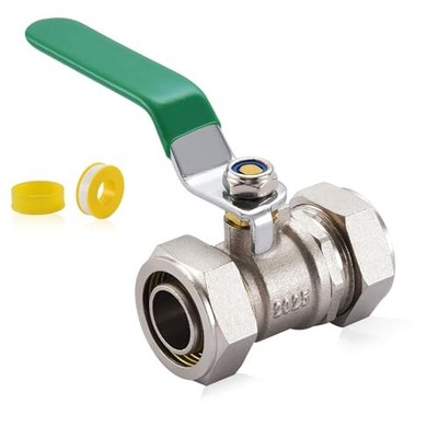1 Pack 3/4'' to 3/4'' Nickel-Plated Brass Ball Valve, In-Line Air Hose Piping