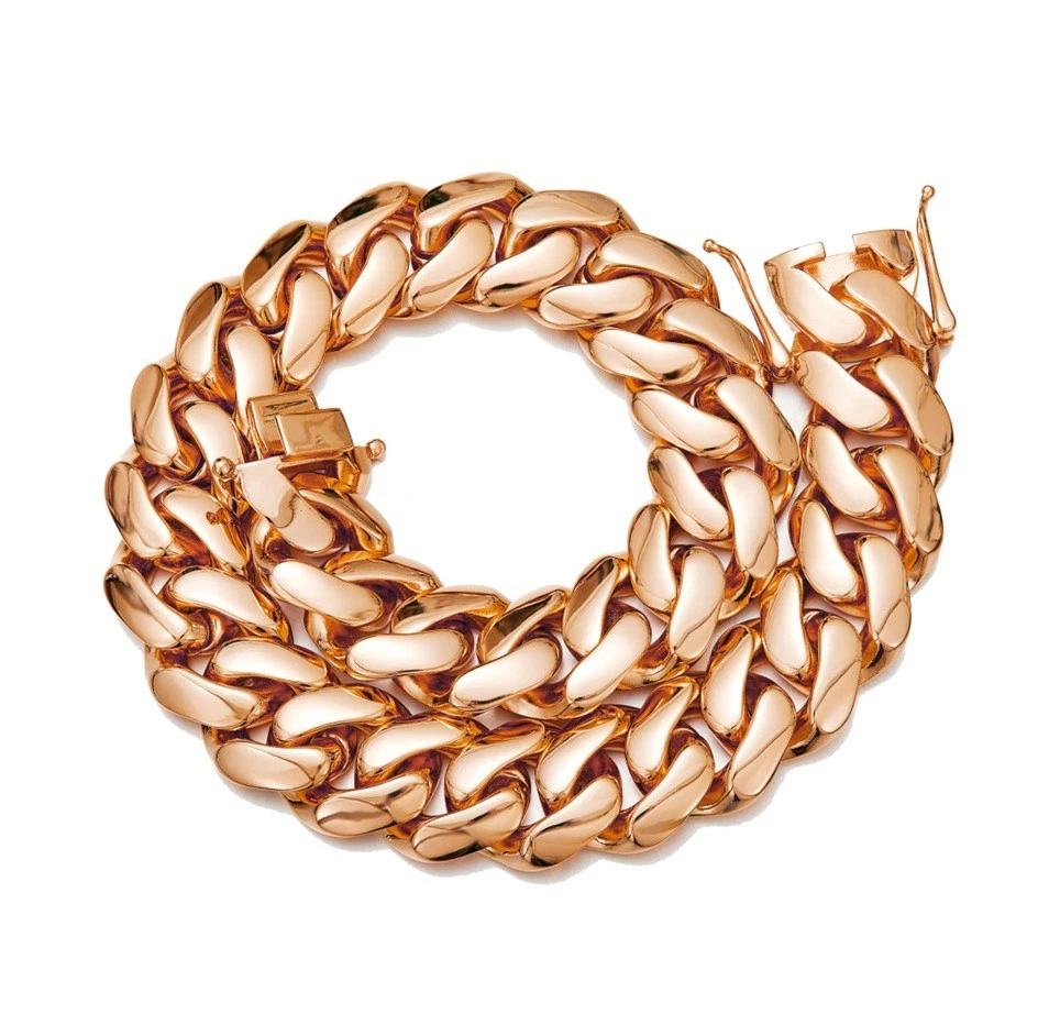 8-22MM Stainless Steel Rose Gold Miami Hip Hop Cuban Chain Necklace Bracelet - Image 4 of 4