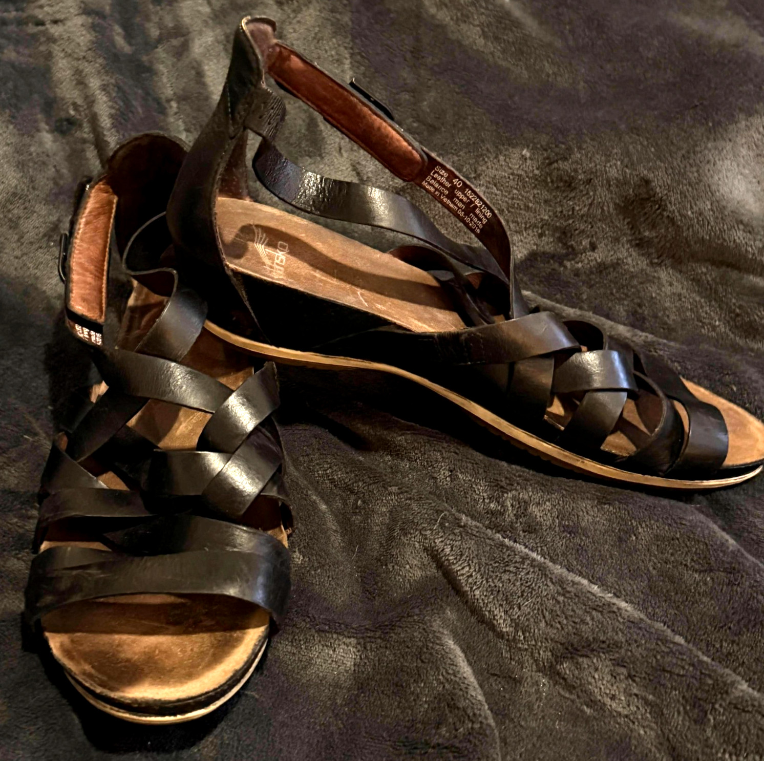 Dansko Black Leather Strappy Slingback Boho Gladiator Sandals Flats Womens 8 image 10