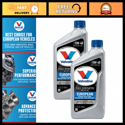 Full Synthetic 5W-40 Motor Oil for European Vehicles - 1 QT, Pack of 2