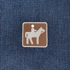 Horseback Riding Patch - Embroidered Equestrian Trail Sign Badge 2" Iron On