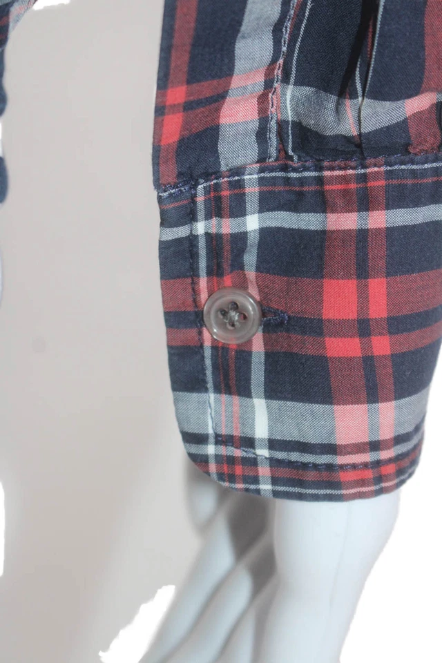 Camisa Steven Alan para mujer de algodón a cuadros manga larga con botones azul talla M Foto 4 de 4