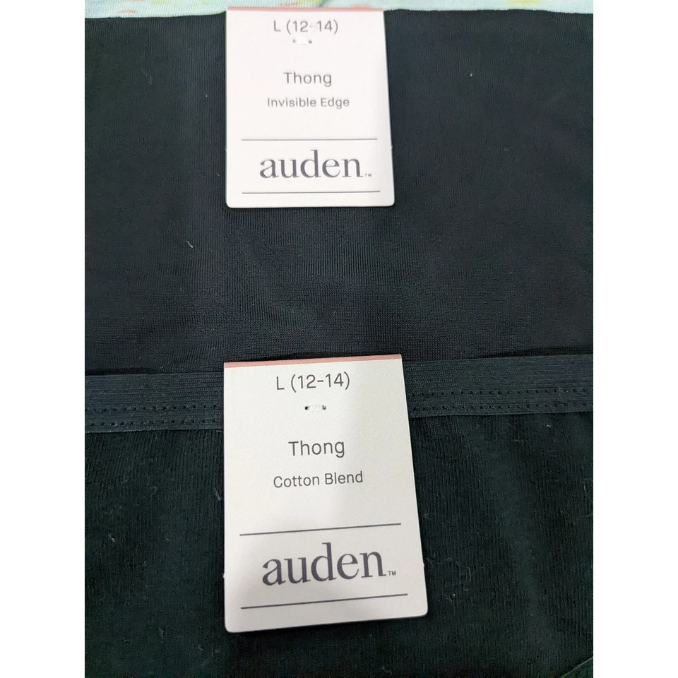 Auden 4 Pack Thong Bundle Panty L Blue Striped Green Black Bikini Underwear Set - Image 3 of 4