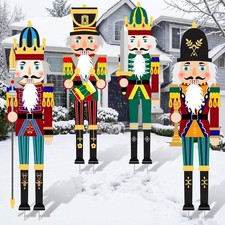 4 Pcs Christmas Large Nutcracker Yard Sign Decor with 16 Stake Outdoor Christ...