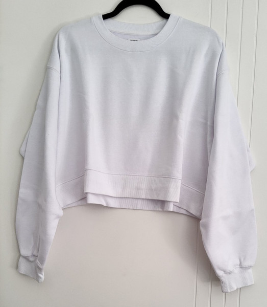 COTTON ON LADIES WHITE CROPPED FLEECE SWEATSHIRT ~ SIZE XL