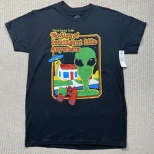 ODM - NO SIGN OF INTELLIGENT LIFE Men’s Small Graphic T-Shirt Black NEW w/ Tag