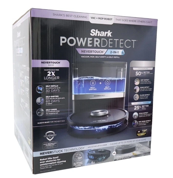 🔥NEW Shark RV2820YE Robot Vacuum & Mop PowerDetect NeverTouch Combo SHIPS FAST