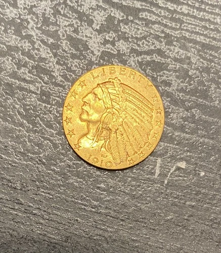 1910 Indian Head $5 Gold Half Eagle Coin